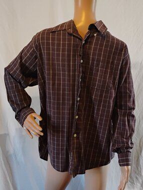 Arrow | Brown Blue & White Stripe Dress Shirt | Large | Long Sleeve | Button Dow